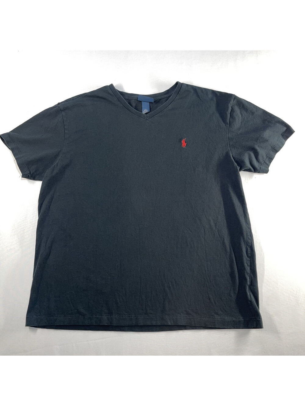 Polo Ralph Lauren Men's T-Shirt Large Black S/S V-Neck Tee Casual Logo Preppy